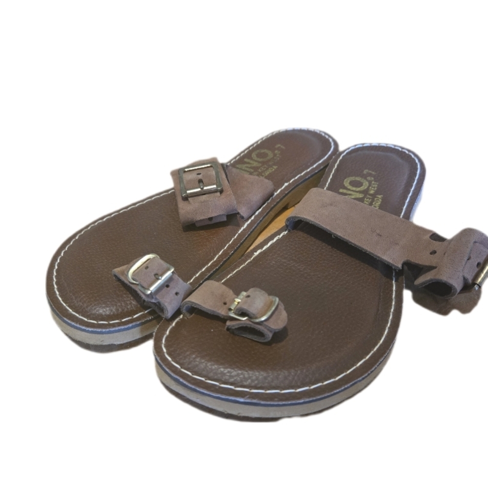 Brown Leather Sandals with Buckle